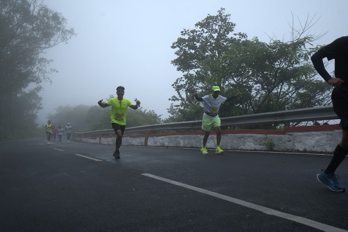 Runner sprinting through a curve