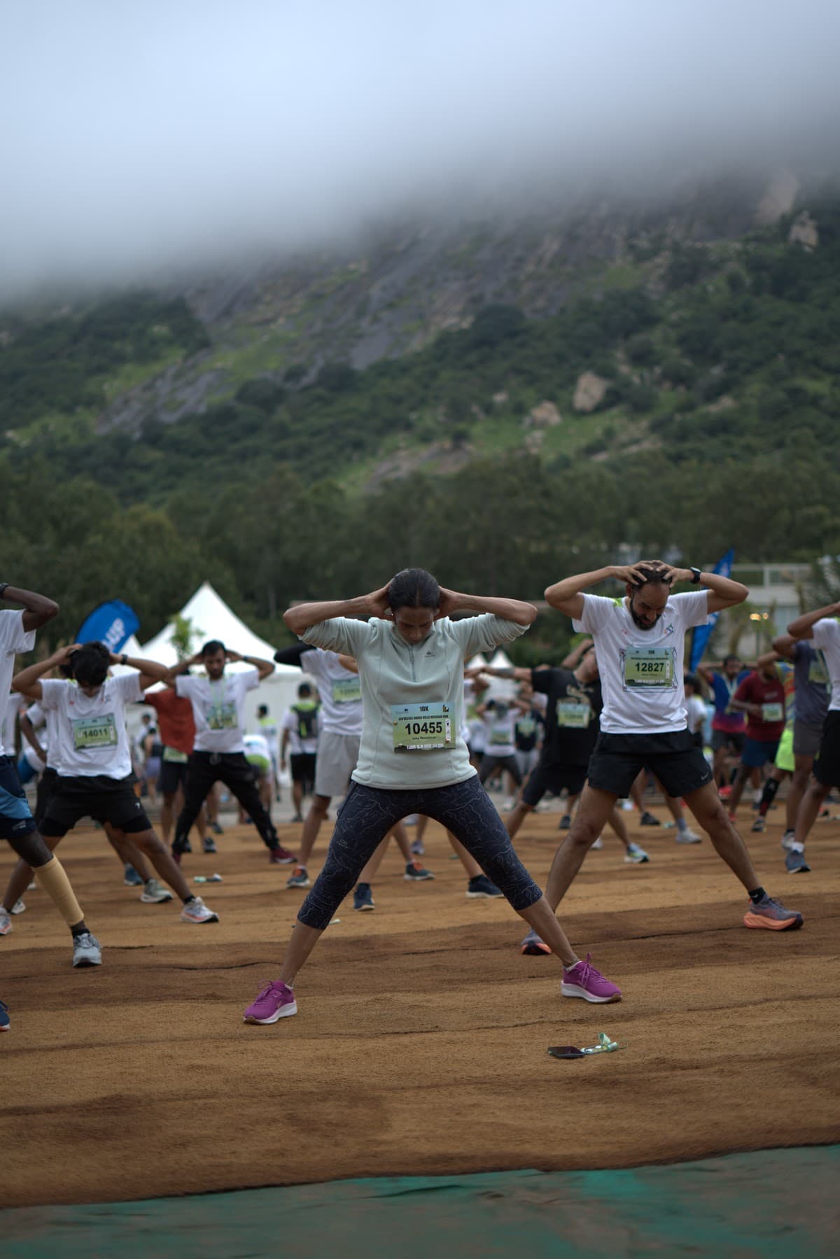 Warm-up session with Nandi Hills backdrop