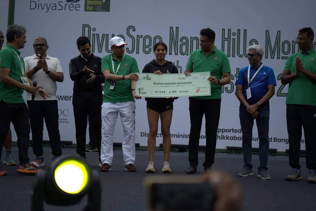 1st place 10K winner on stage